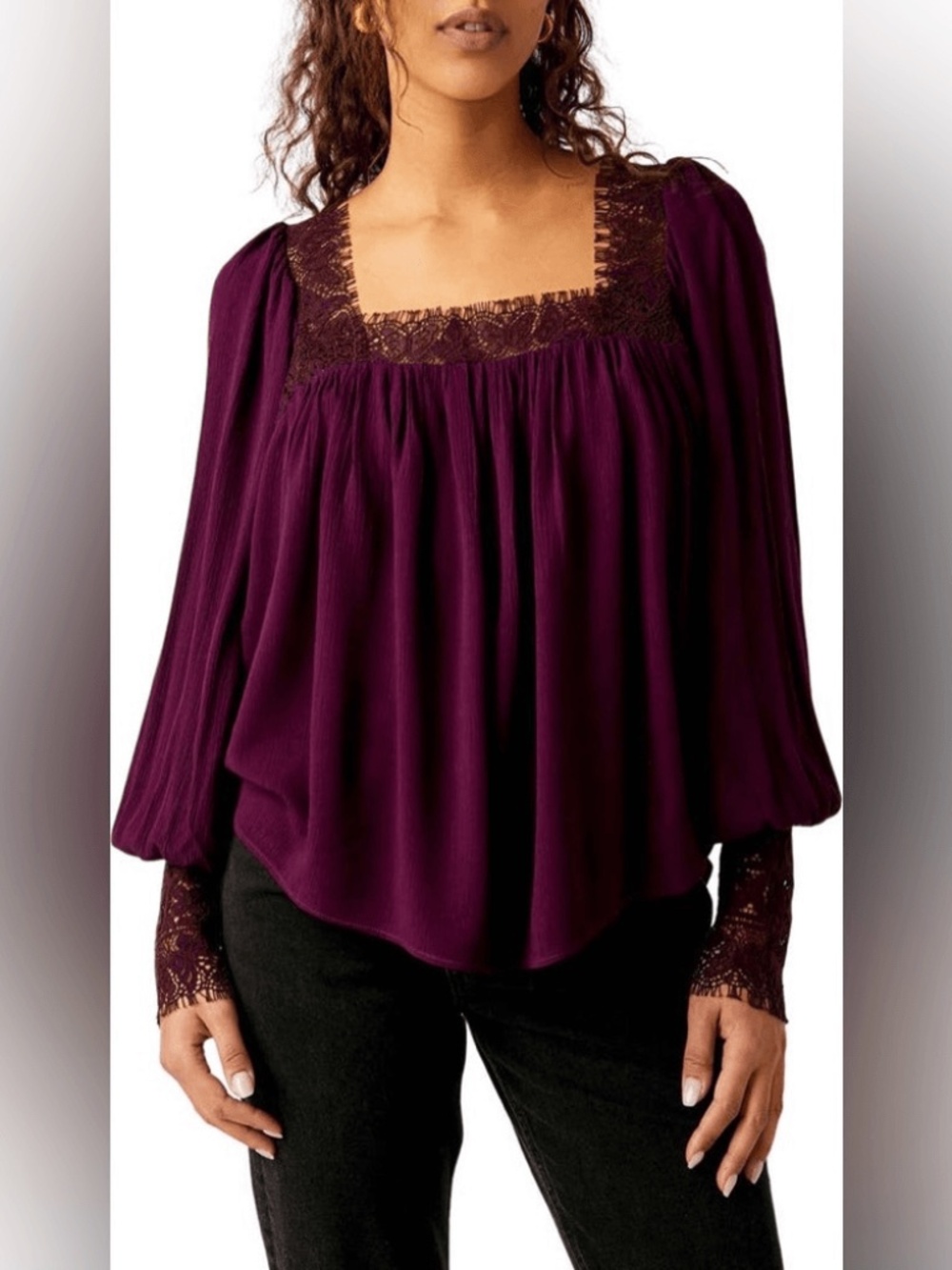 NWT Free People Flutter by Lace Blouse in Potent Purple - Size Small!